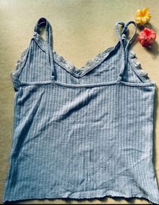 Blue lace trim cami top