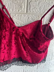 Velvet Lace Trim Cami Top