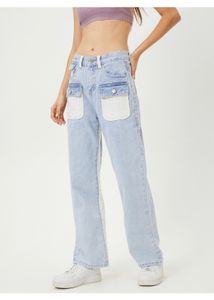 Trendy Tweed Pocket Wide-Leg Jeans