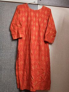 Women's New rust Printed Straight Kurti with Tags