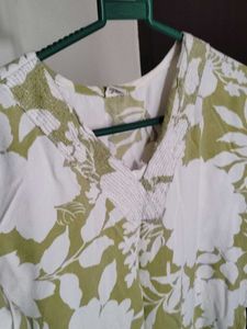 Green Floral Print Kurta