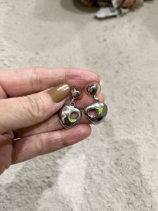 Charming Silver Heart Drop Earrings