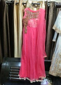 Beautiful Pink Embellished Gown with dupata