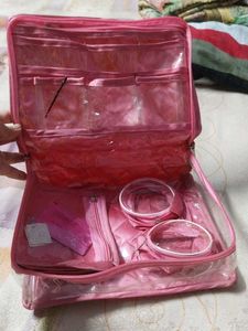 Quilted Pink Travel makeup kit Pouch