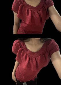 Chic Red Ruffle Top