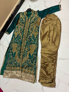 Elegant Teal & Gold Embroidered Kurta Set