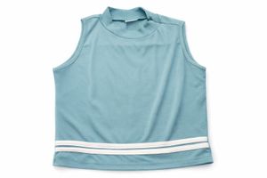 Sleeveless Blue Top with Stripe Detail