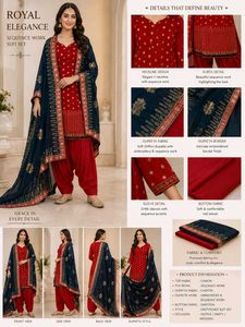 Elegant Red & Teal Embroidered Salwar Kameez Set