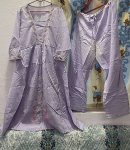 Elegant Lavender Kurta Set with Dupatta