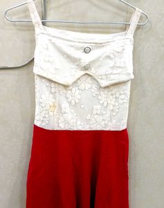 Elegant White &amp; Red Dress