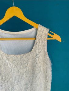 Cream Textured Sleeveless Top