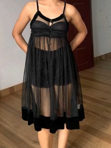 Sheer Black Babydoll Dress