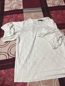 White Eyelet Puff Sleeve Top
