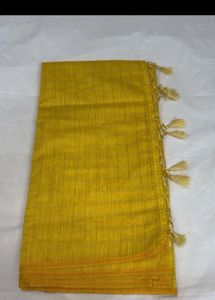 Elegant yellow cotton banarasi saree