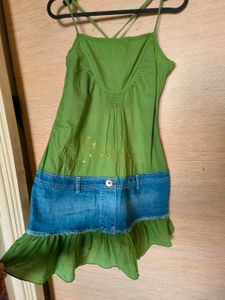 Creative Cotton Denim Dress 💚💙