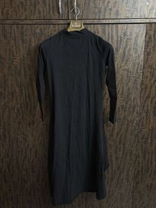 Chic Black High Neck Asymmetrical Dress