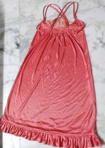 Elegant Pink Nightgown with Lace Trim