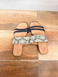 Stylish Snake Print & Braided Sandals