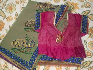 Elegant Peacock Embroidered Saree