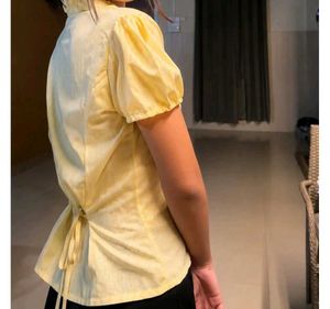 Chic Yellow Puff Sleeve Blouse