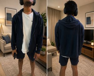 Roadster Navy Blue Zip-Up Hoodie
