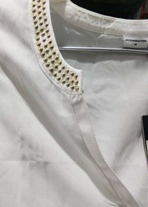 Elegant Beaded Neckline Sleeveless Top