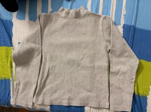 Grey Mock Neck Long Sleeve Top