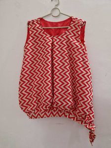 Red & White Sleeveless Top