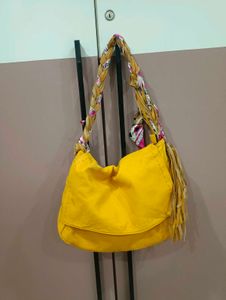 Bright Yellow Hobo Bag with Scarf Strap