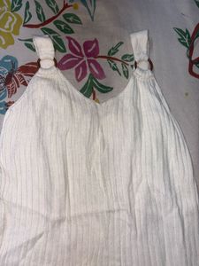 White Ribbed Tank Top with Ring Detail
