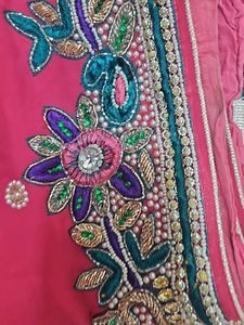 Beautiful Pink Embroidered Sari