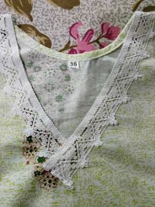 Elegant White Lace Trim Kurta