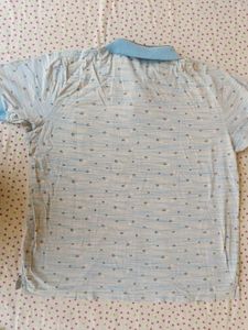 Men's Light Blue Printed Polo Shirt
