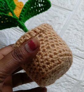 Handmade Crochet big size Sunflower pot