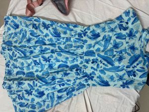 Chic Blue Floral Print Dress