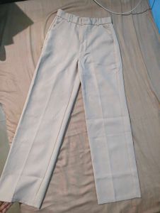 Beige Wide-Leg Trousers