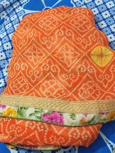 Vibrant Orange Bandhani Saree