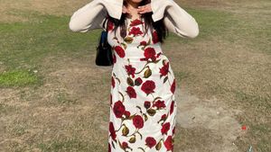URBANIC Floral Wrap Midi Dress
