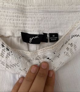 White Pants with Lace Detail
