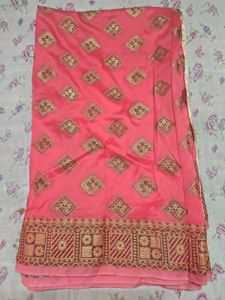 Elegant Pink Embroidered Saree