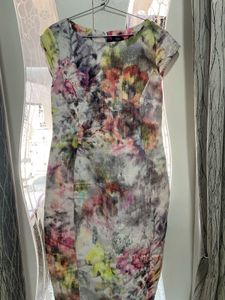 Abstract Floral Print Sheath Dress