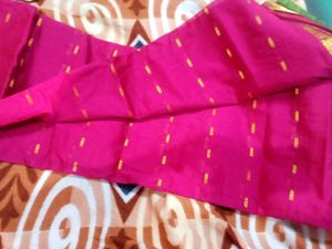 Vibrant Pink Saree with Gold Border