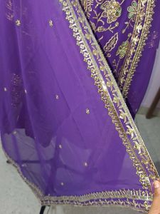 Purple &amp; Gold Embellished Indian Outfit