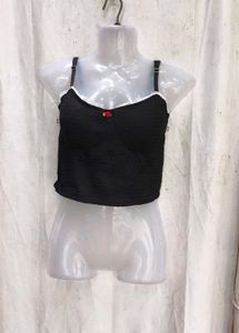 I. Black Lace Trim Camisole Top