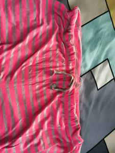 Pink &amp; Grey Striped Biker Shorts