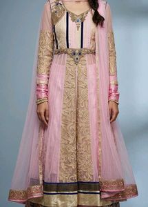 Elegant Pink & Gold Embroidered Bridal Set
