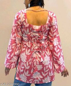 Pink Floral Print Corset Kurta