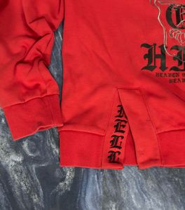 Y2K Heavy Red Graphic Print Sweatshirt