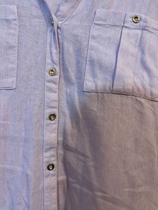 Zara  Linen Blend Button-Up Shirt