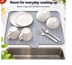 Grey Silicone Dish Drying Mat